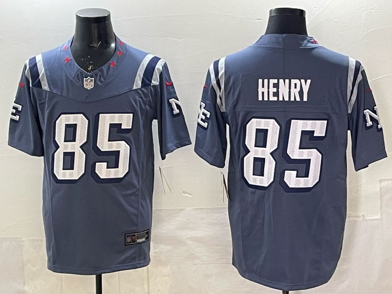 Men 2025 New England Patriots #85 Henry blue 5th generation Throwback Nike Limited NFL Jersey style 013